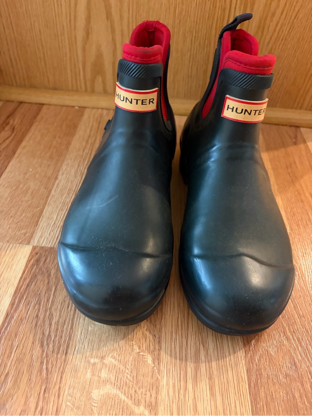 Hunter Play Navy Red Waterproof Chelsea Rain Wellies Boots 7 - Picture 3 of 7